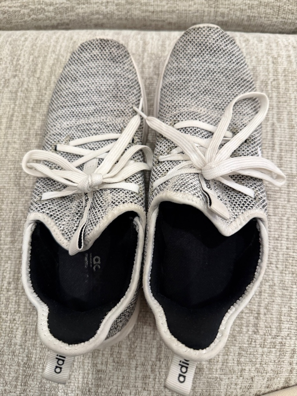 adidas Women's White and Black Knit Cloudfoam Sneakers